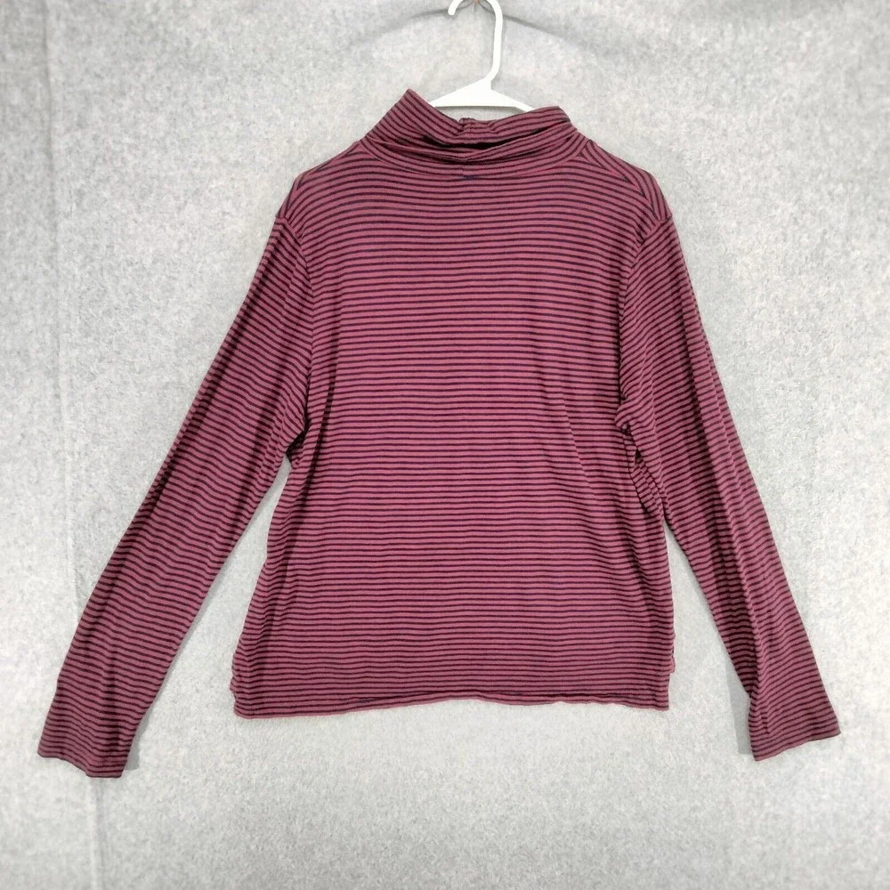 Madewell Turtleneck Top Womens Size XL Blue Red Striped Casual Long Sleeve - Picture 9 of 12